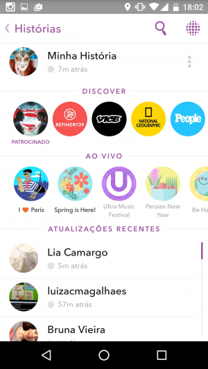 Local de atualizações/histórias! Suas e de quem você segue.