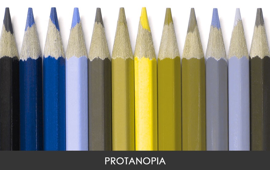 Os tons de vermelho e verde não são distinguíveis e se mostram em tons amarronzados