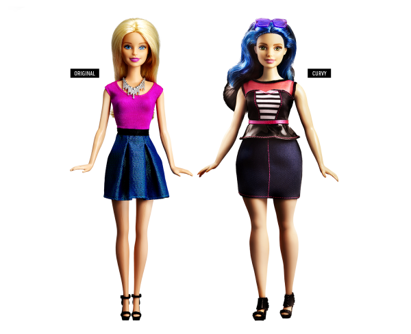 Diferença entre a estrutura corporal da Barbie original e da linha nova.