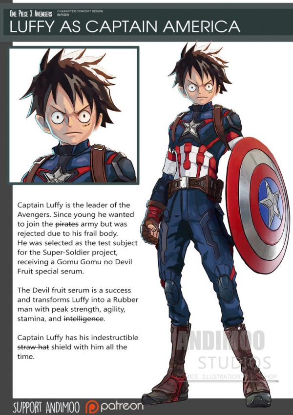 Luffy como Capitão América