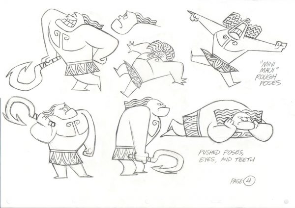 "MINI MAUI" expression sheet. Artist: Eric Goldberg, Animation Supervisor.