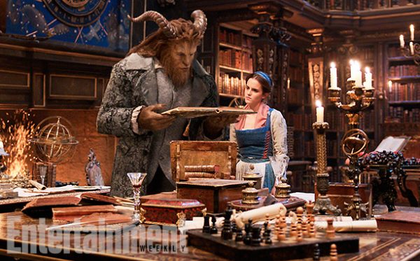 Beauty and the Beast (2017) The Beast (Dan Stevens) and Belle (Emma Watson) in the castle library