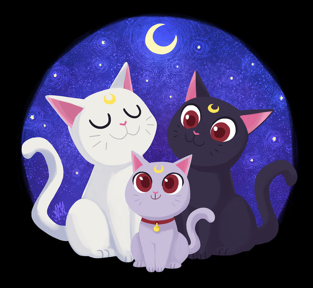 Сестренка кошка. Лунный котик из сермун. Сейлор Мун семья котов. Сейлор Луна кошка. Милые лунные котики.