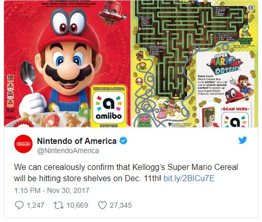 Tweet da Nintendo dando spoiler da caixinha