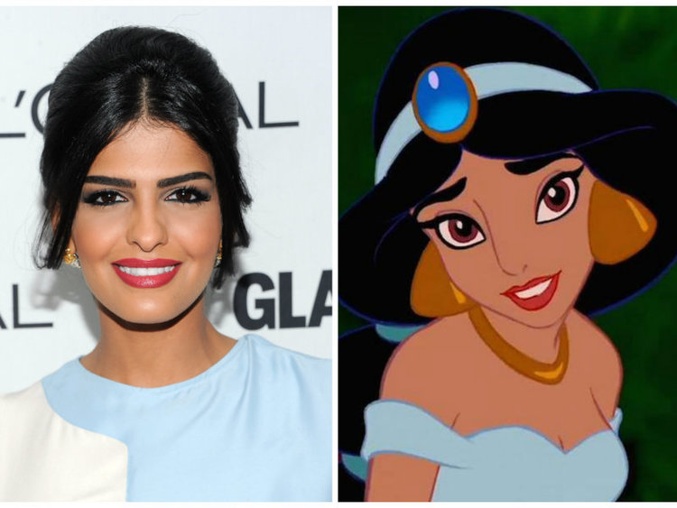 A princesa Ameerah Al-Taweel da Arábia Saudita parece exatamente com a Princesa Jasmine de Aladdin. Créditos da imagem: Evan Agostini/ AP Images & Disney