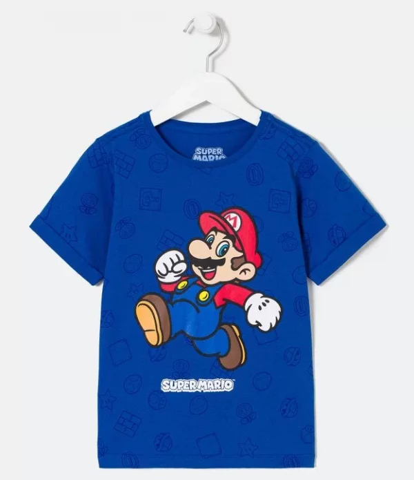 Camiseta Infantil Azul Estampa Super Mario- Divulgação: Renner
